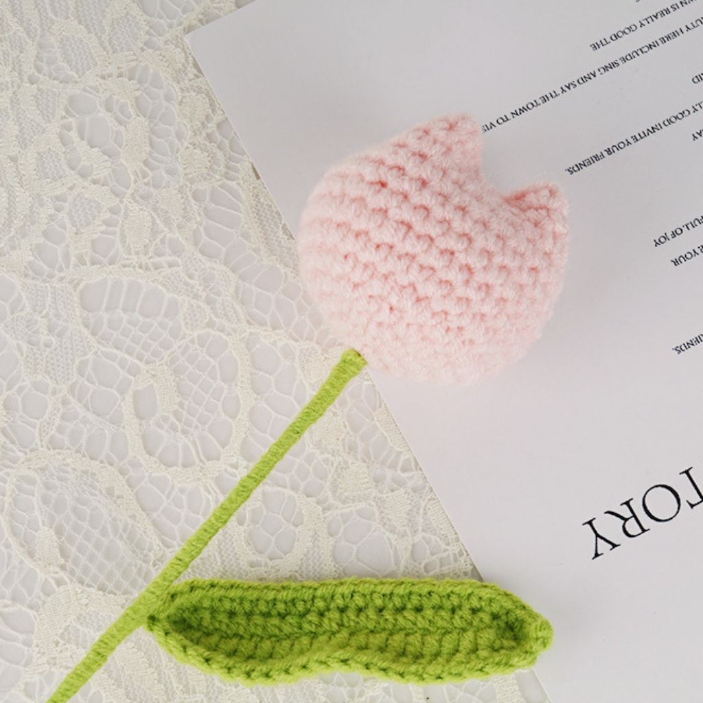 每週一花 | 週花提案 | INS風 純手工郁金香毛線編織仿真花｜胖嘟可愛造型｜生活風格 | 生日禮物 | 3支起售