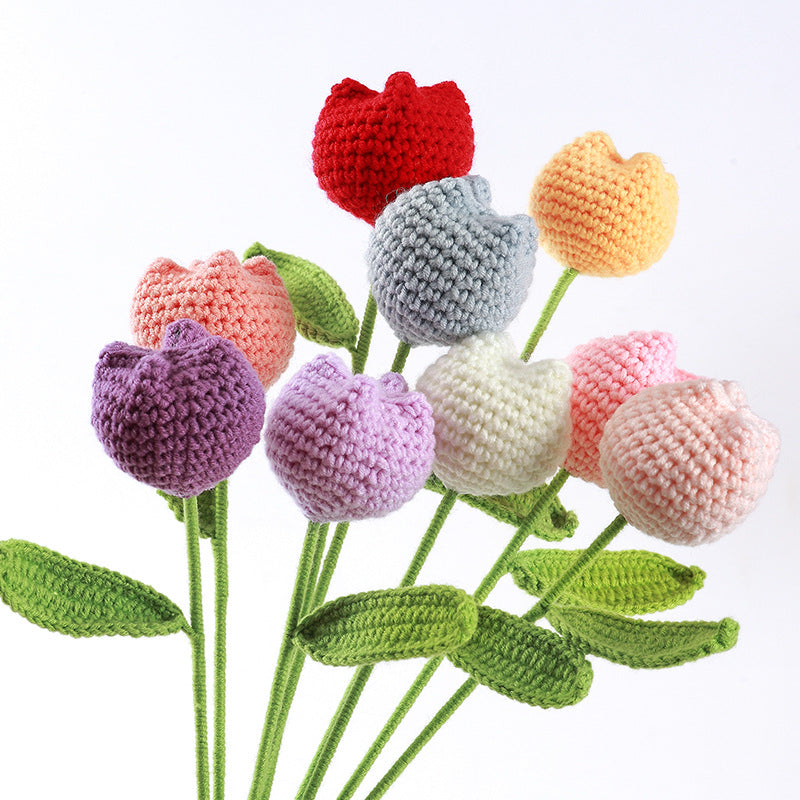 每週一花 | 週花提案 | INS風 純手工郁金香毛線編織仿真花｜胖嘟可愛造型｜生活風格 | 生日禮物 | 3支起售